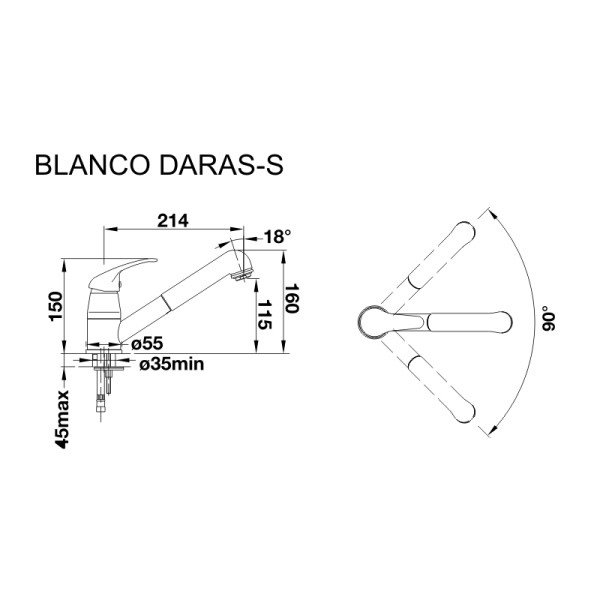 Смеситель кухонный Blanco DARAS-S SILGRANIT черный 526153