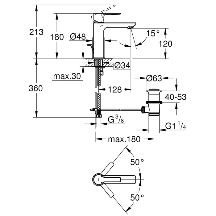 Grohe Lineare Смеситель однорычажный для раковины S-Size (32114AL1) Grohe Lineare Смеситель однорычажный для раковины S-Size (32114AL1)