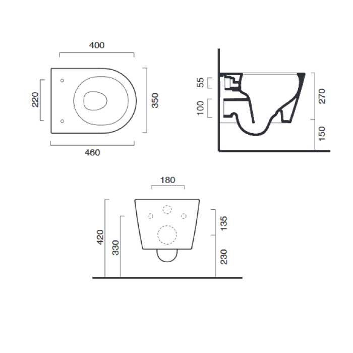 Подвесной укороченный безободковый унитаз Catalano New Zero NewFlush, bianco lucido Подвесной укороченный безободковый унитаз Catalano New Zero NewFlush, bianco lucido