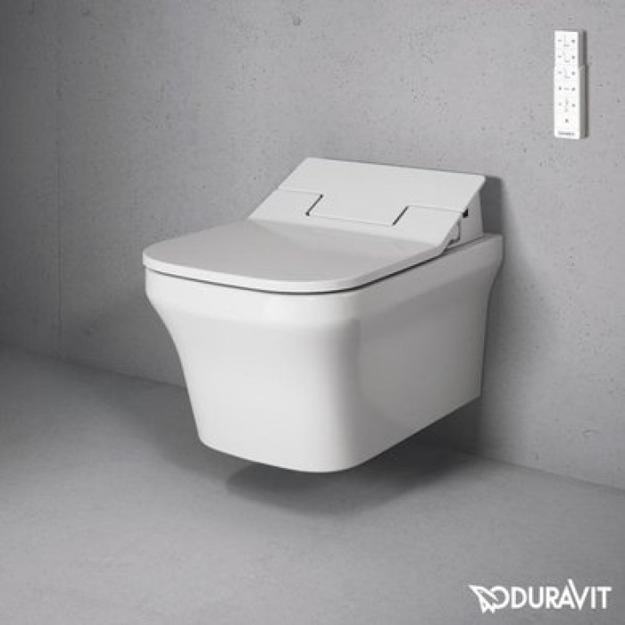Плитка керамогранит Подвесной безободковый унитаз Duravit Rimless P3 Comforts SensoWash 2561590000 для пола