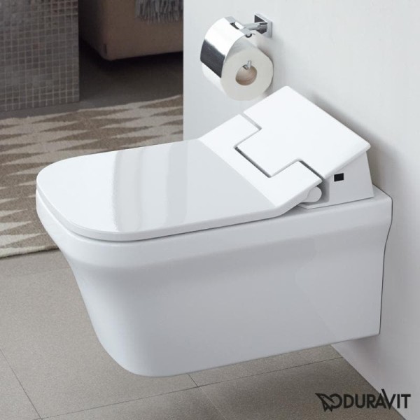 Плитка керамогранит Подвесной безободковый унитаз Duravit Rimless P3 Comforts SensoWash 2561590000 для пола