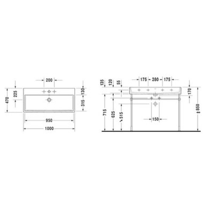 Плитка керамогранит Керамическая раковина 100 см Duravit Vero Air 2350100041 для пола