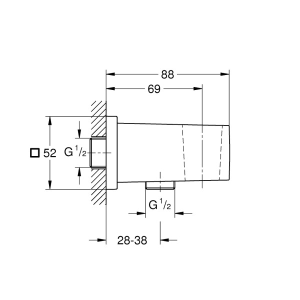 Плитка керамогранит Grohe Euphoria Cube Шланговое подсоединение, с держателем (26370AL0) для пола