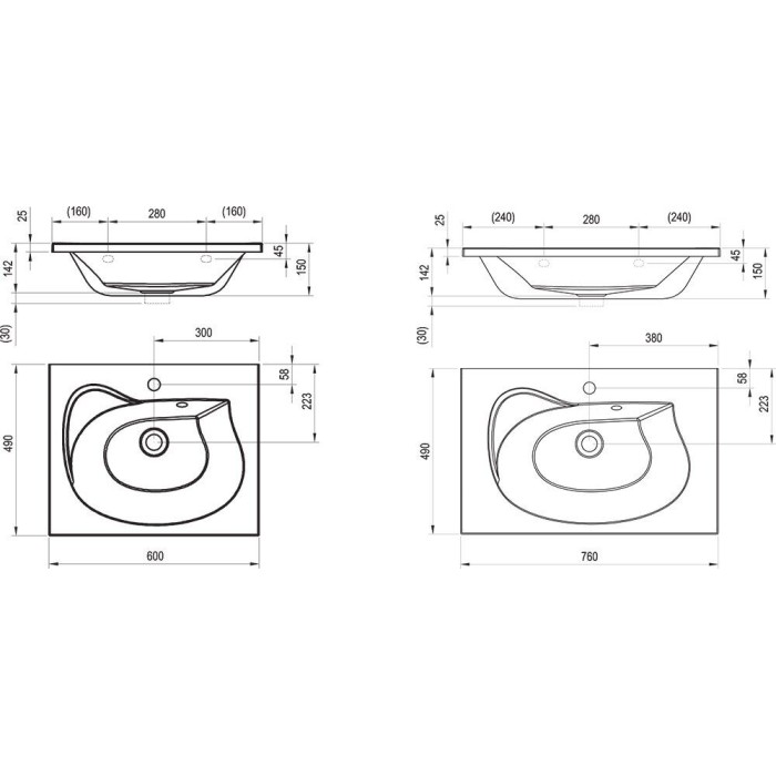 Умывальник Ravak ROSA 600 Умывальник Ravak ROSA 600