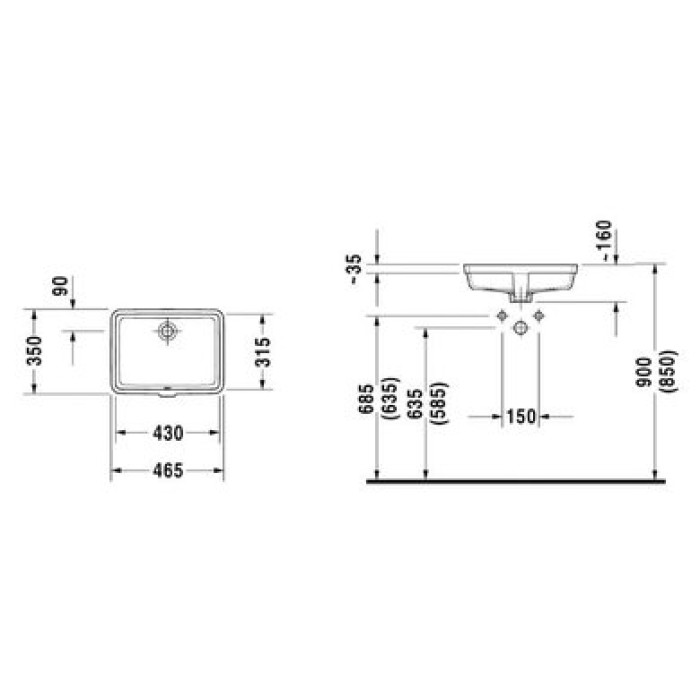 Плитка керамогранит Керамическая раковина 43 см Duravit Vero 0330430000 для пола