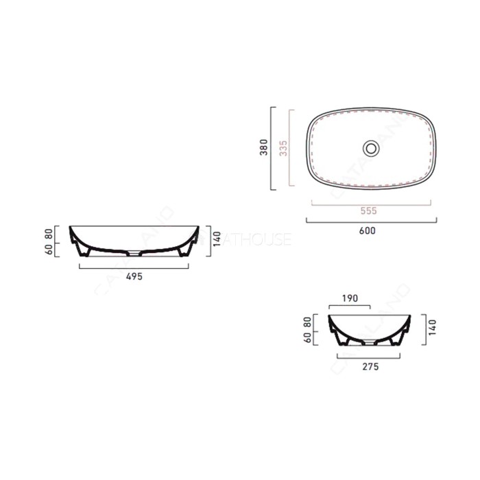 Керамическая раковина 60 см Catalano Green Lux, nero satinato