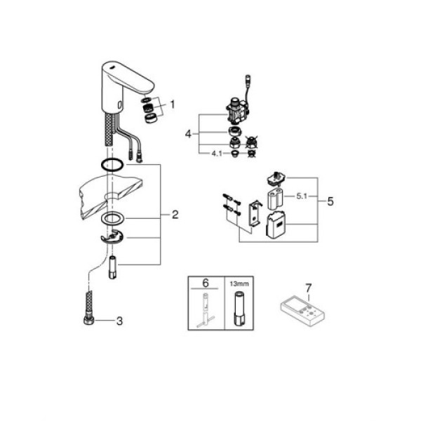Grohe Euroeco Cosmopolitan E Смеситель для раковины сенсорный без смешивания (36271000)