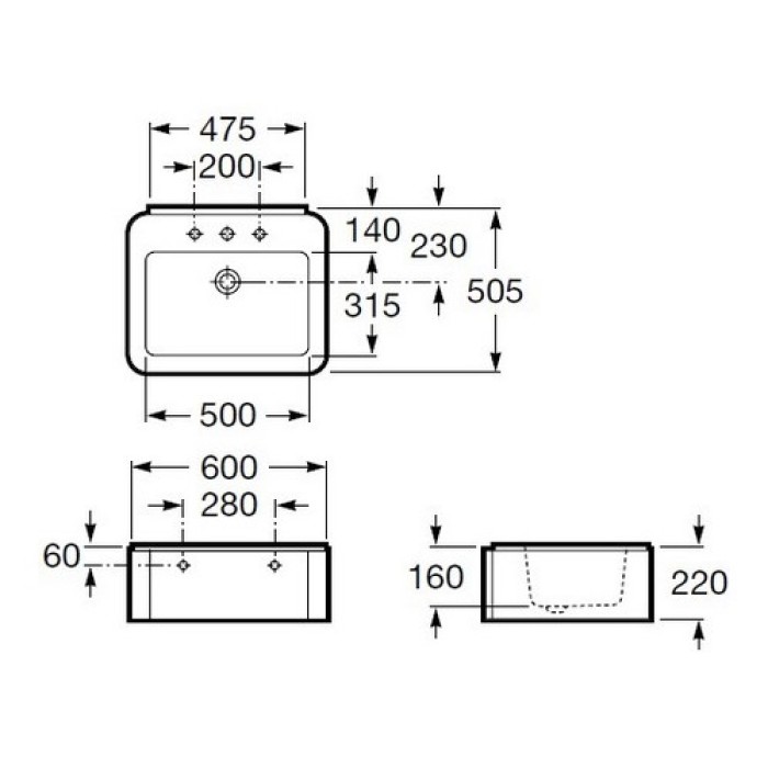 Раковина накладная на столешницу Roca Element A327571000