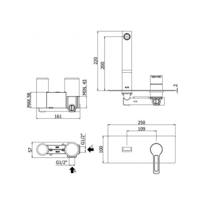 Смеситель для раковины Paffoni Ringo RIN105BO Смеситель для раковины Paffoni Ringo RIN105BO