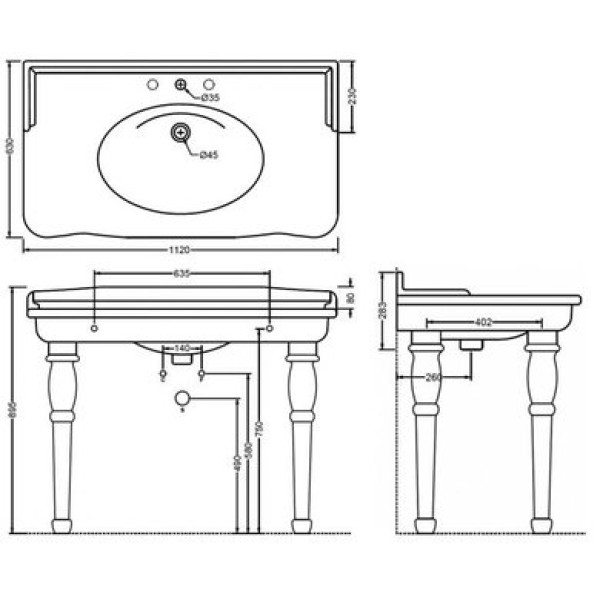 Керамическая раковина 112 см Artceram Hermitage, white glossy/gold bicolor (HEL004 01;56)