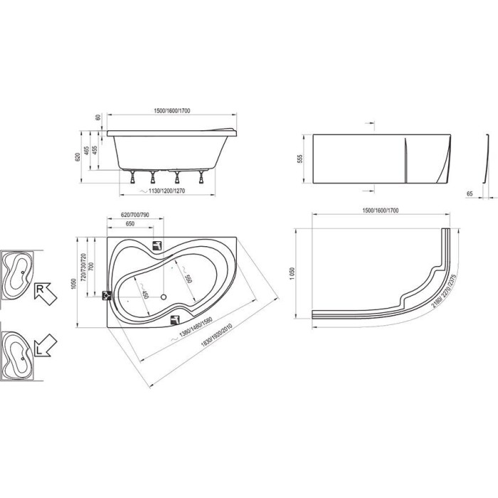 Ванна Ravak ROSA II L 150x105 CK21000000
