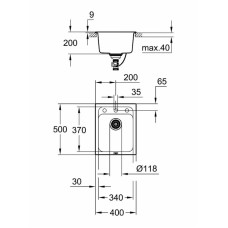 Мойдка для кухни Grohe 400х500 мм, Granite Grey (31650AT0)