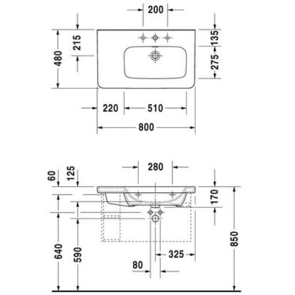Плитка керамогранит Керамическая раковина 80 см Duravit DuraStyle 2326800041 для пола