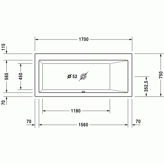 Vero ванна прямоугольная 170 см 700134000000000 в интернет-магазине «Estet Room»