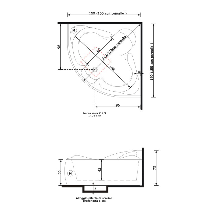 Gruppo Treesse Haiti Ванна 150x150xh72 см Gruppo Treesse Haiti Ванна 150x150xh72 см