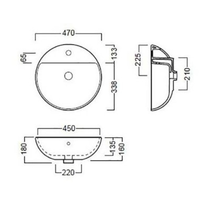 Керамическая раковина 47 см Hatria Happy Hour 03:00, белый (YxSJ01)