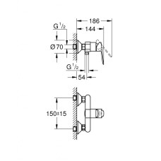 Grohe BauEdge Однорычажный смеситель для душа (23636000)