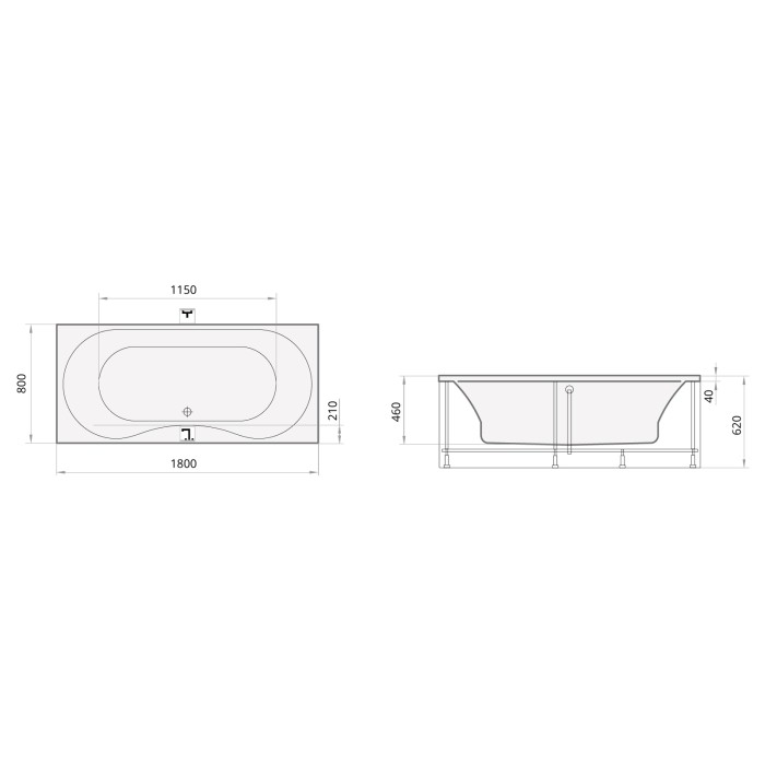 Ванна акриловая PAA Prelude 1800x800x620 Ванна акриловая PAA Prelude 1800x800x620