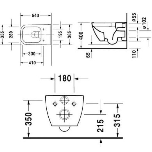 Плитка керамогранит Унитаз подвесной безободковый Duravit Rimless Happy D.2 2222090000 для пола
