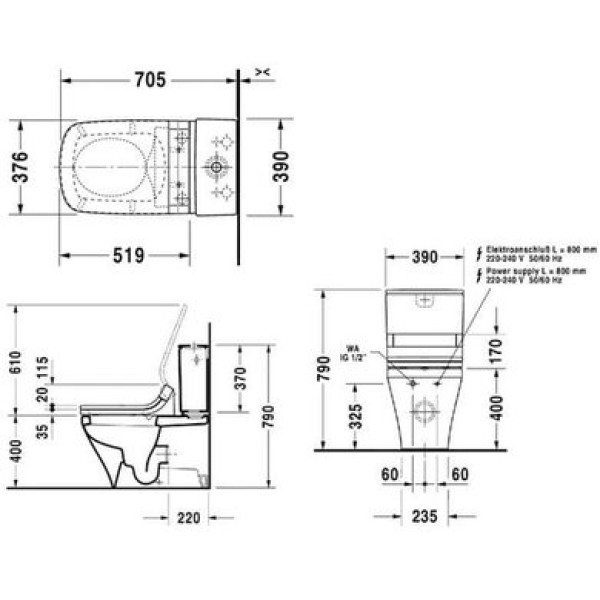 Плитка керамогранит Унитаз Duravit DuraStyle SensoWash 2156590000 для пола