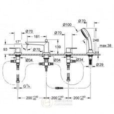 Grohe BauLoop Комплект для ванны на 4 отверстия (2511900A)
