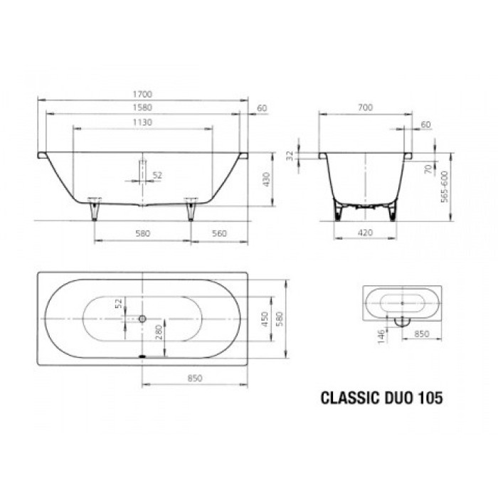 Kaldewei Classic Duo 170x70 (290500010001)