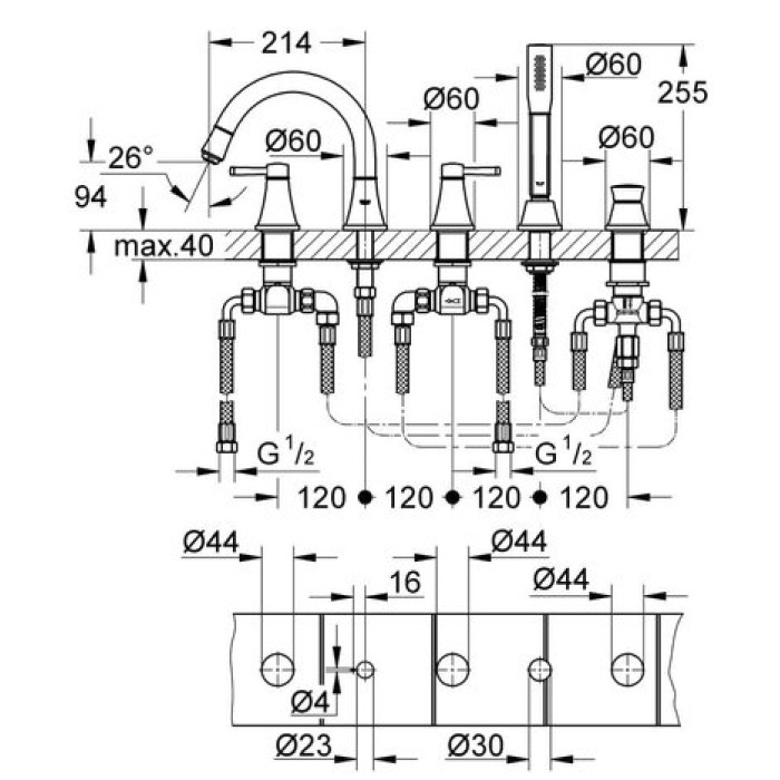 Смеситель для ванны Grohe Grandera 19919000 Смеситель для ванны Grohe Grandera 19919000