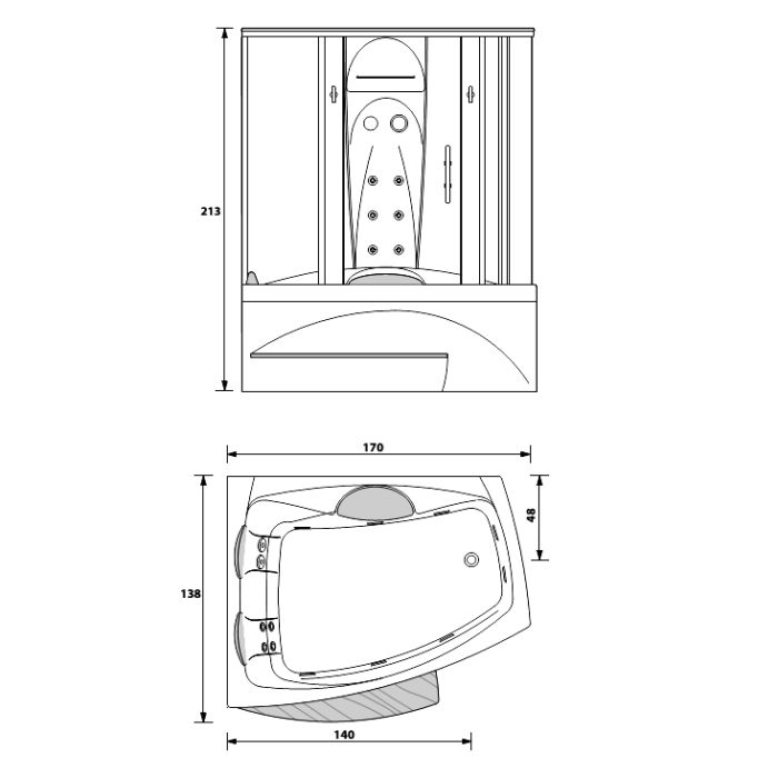 Gruppo Treesse Matrix Top Ванна 170x138xh213 см