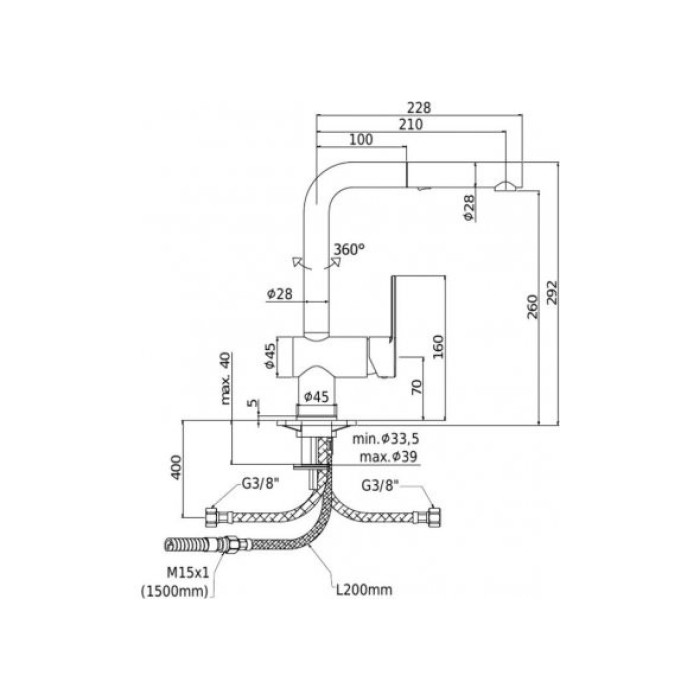 Смеситель для кухни Paffoni Ringo RIN285CR Смеситель для кухни Paffoni Ringo RIN285CR