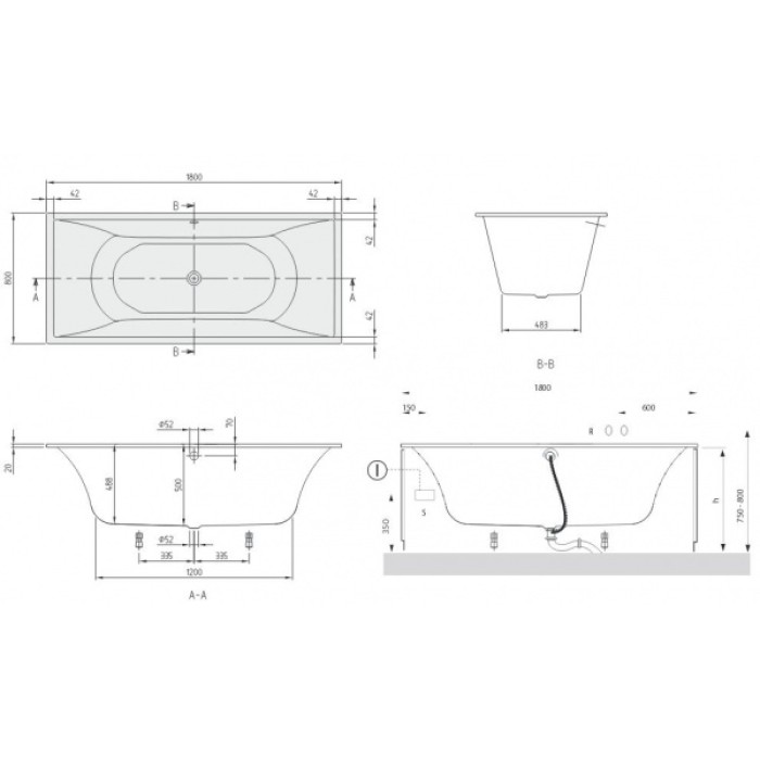 Ванна квариловая Villeroy&Boch La Belle UBQ180LAB2V-01