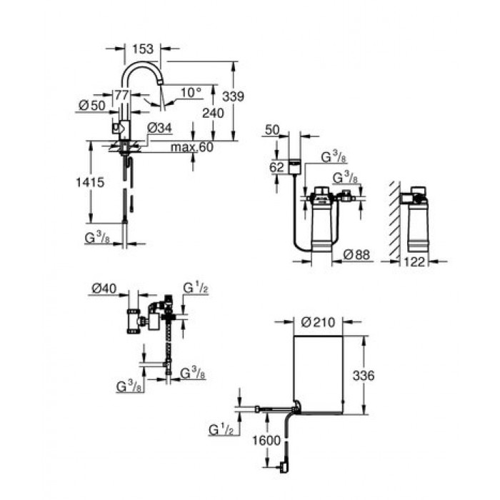 Смеситель и бойлер для раковины GROHE Red Mono M-size 30085001