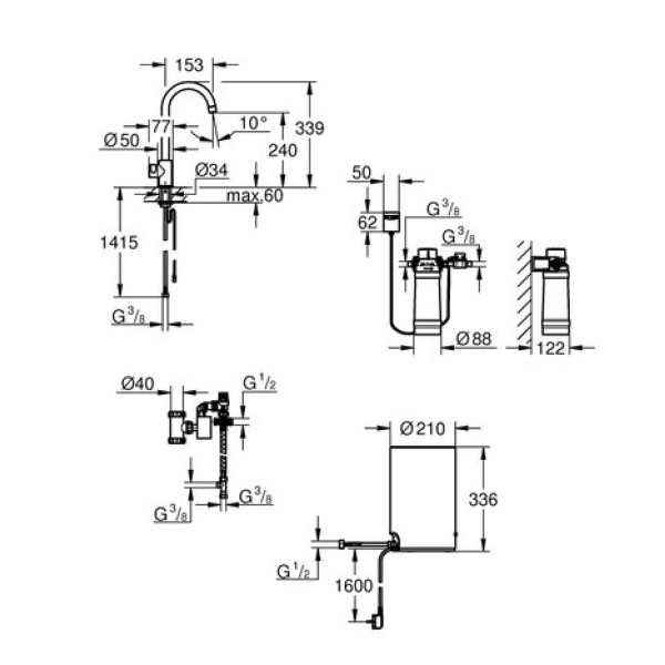 Смеситель и бойлер для раковины GROHE Red Mono M-size 30085001