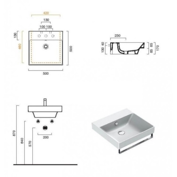 Керамическая раковина 50 см Catalano NEW ZERO, bianco satinato