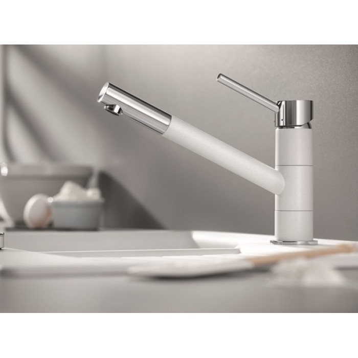 Смеситель кухонный Blanco KANO белый/хром 525030