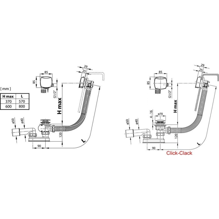 Сифон для ванны Ravak с заполнением переливом 570 Полуавтомат Хром Сифон для ванны Ravak с заполнением переливом 570 Полуавтомат Хром