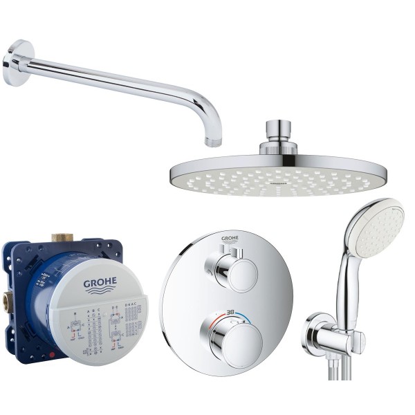 Плитка керамогранит Grohe Grohtherm Душевой набор с Tempesta Cosmopolitan 200 (3472700L) для пола