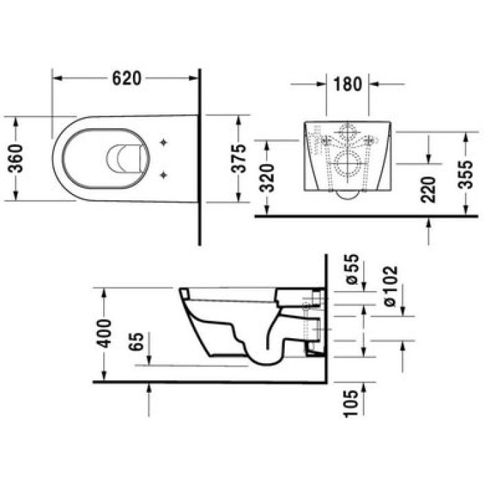 Плитка керамогранит Подвесной унитаз Duravit Starck 2 2533090000 для пола