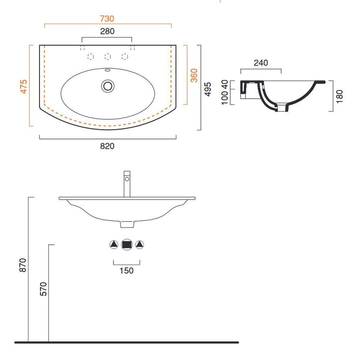 Керамическая раковина 82 см Catalano Velis