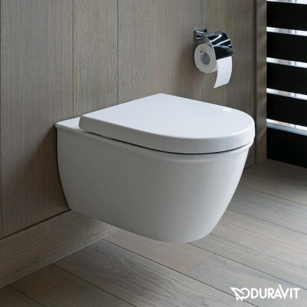 Плитка керамогранит Подвесной безободковый унитаз Duravit Rimless Darling New 2563090000 для пола