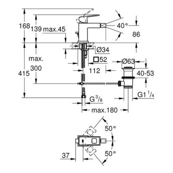 Смеситель для биде Grohe Eurocube S-Size 23138000