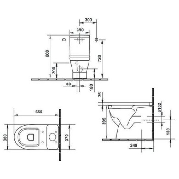 Плитка керамогранит Унитаз-компакт Duravit Starck 3 0128090000 для пола