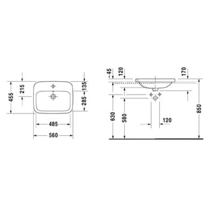 Плитка керамогранит Керамическая раковина 56 см Duravit DuraStyle 0374560000 для пола