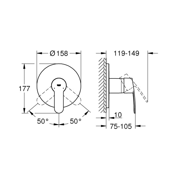 Grohe Eurostyle Cosmopolitan Смеситель однорычажный для душа, скрытого монтажа (24051002)