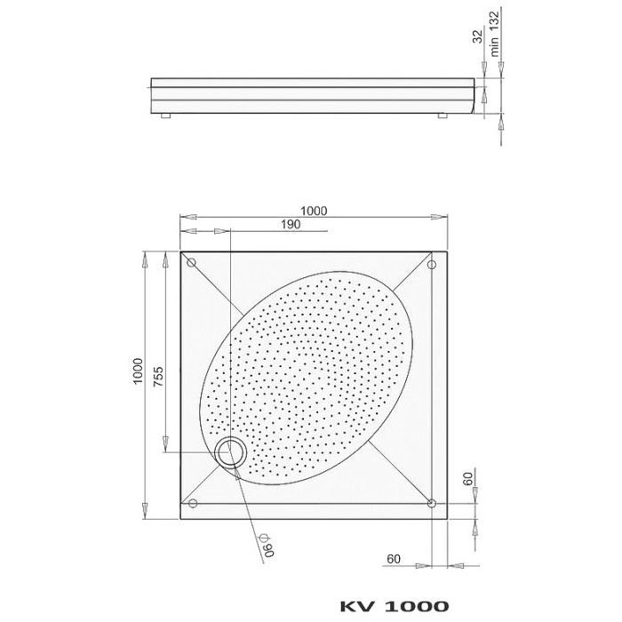 Душевой поддон РАА ART KV 100 Душевой поддон РАА ART KV 100