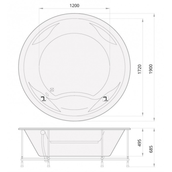 Ванна акриловая PAA Rondo 1900x1900x685