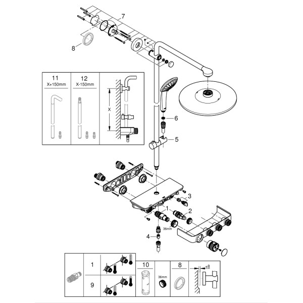 Плитка керамогранит Grohe Euphoria Smart Control System 310 Duo Душевая система 26507AL0 для пола
