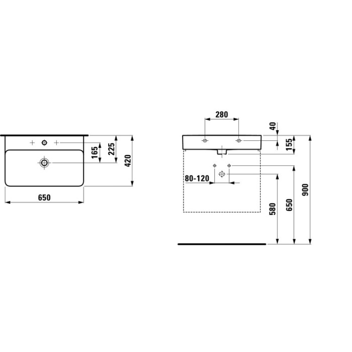 Умывальник накладной Laufen VAL 65 см H8102840001041 Умывальник накладной Laufen VAL 65 см H8102840001041