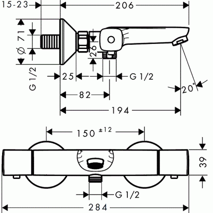 Термостат для ванны Hansgrohe Ecostat Universal 13123000