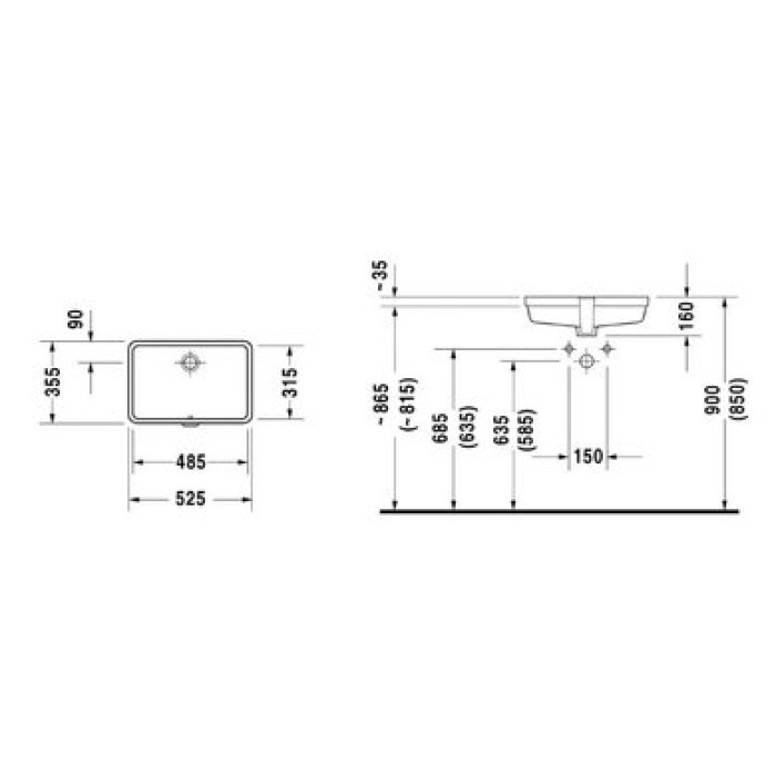 Плитка керамогранит Керамическая раковина 48,5 см Duravit Vero Air 0330480022 для пола