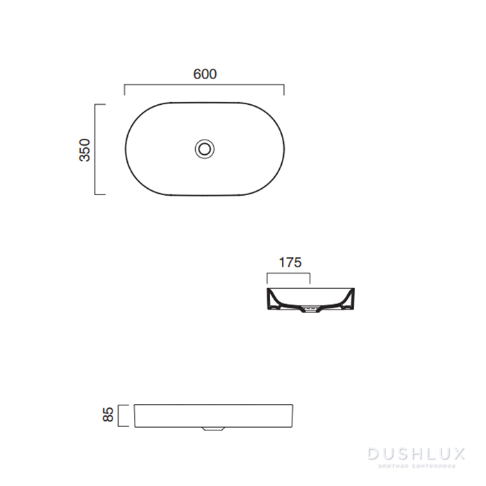 Керамическая раковина 60 см Catalano Horizon, oro-bianco